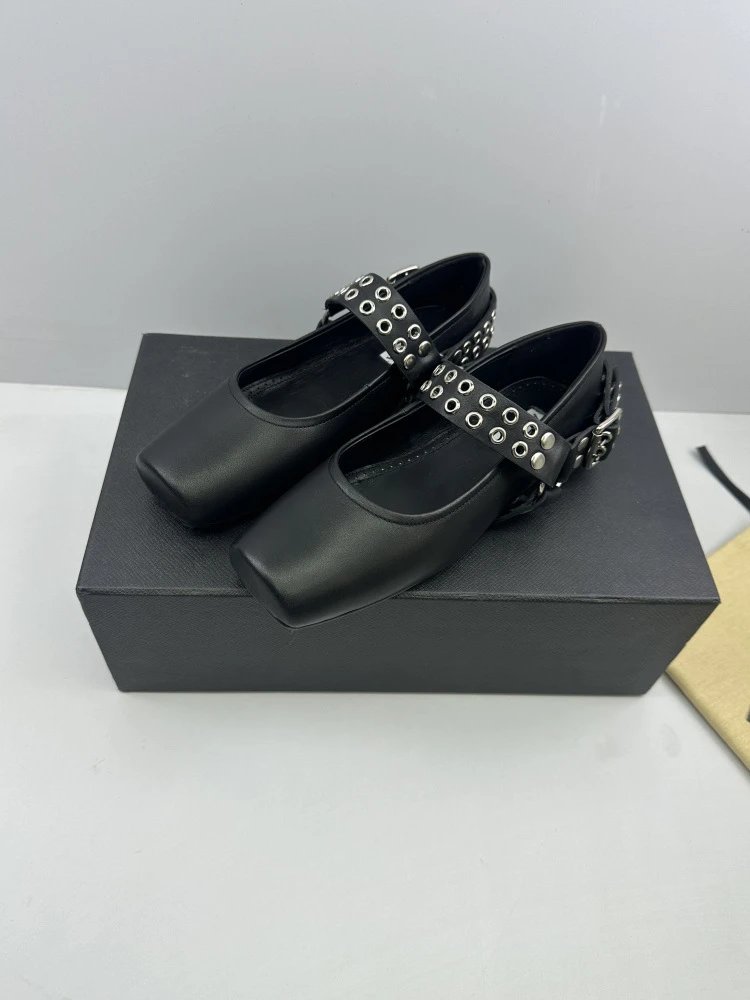 Valentino Garavani Rockstud Mary Jane White Leather Shoes - 13
