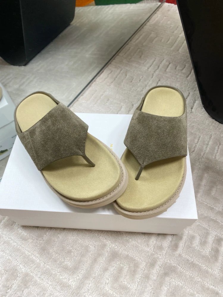 Gallery Dept. Suede Slide Sandals Olive Green Slippers - 7