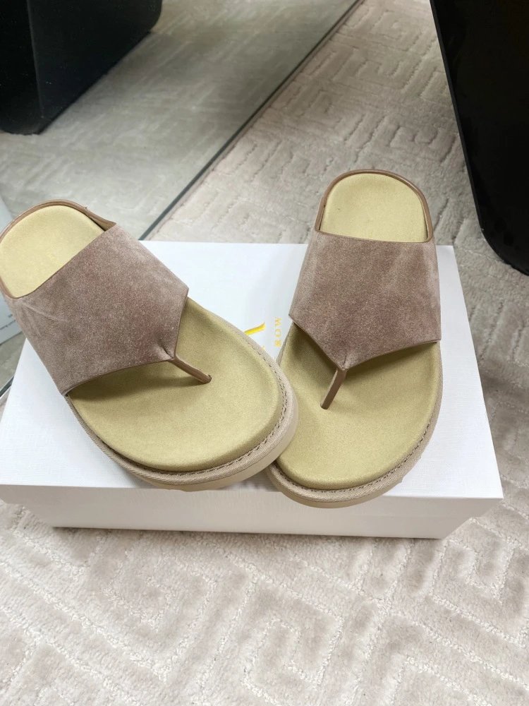Gallery Dept. Suede Slide Sandals Olive Green Slippers - 16