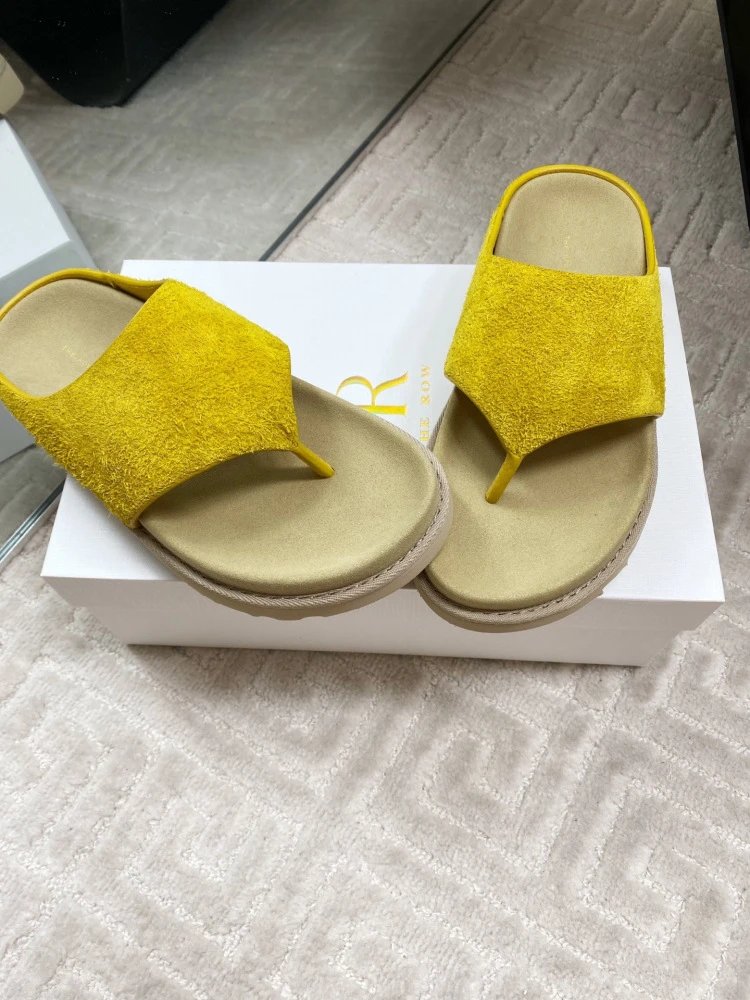 Gallery Dept. Suede Slide Sandals Olive Green Slippers - 25