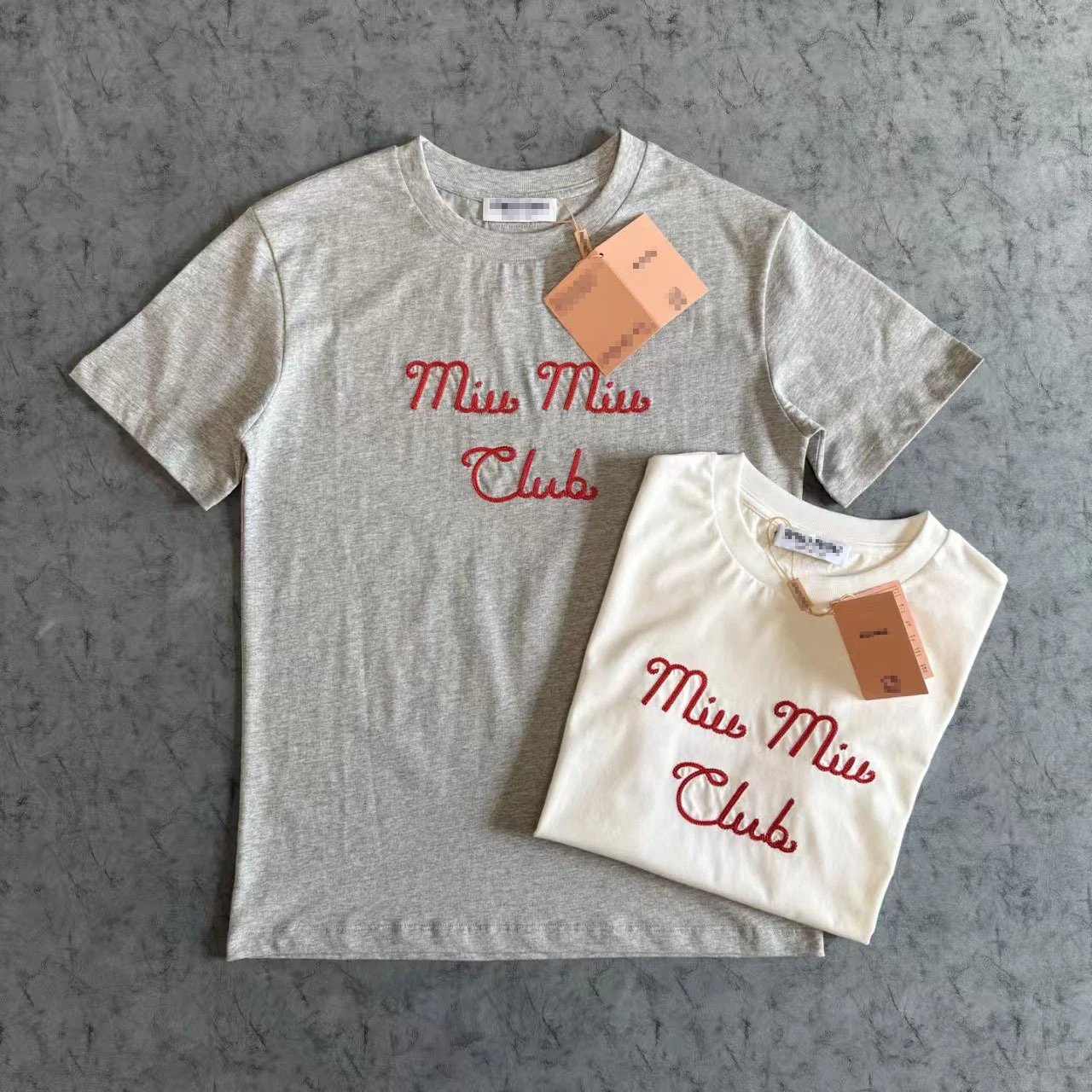 Miu Miu Club Embroidered Gray T-Shirt - 3