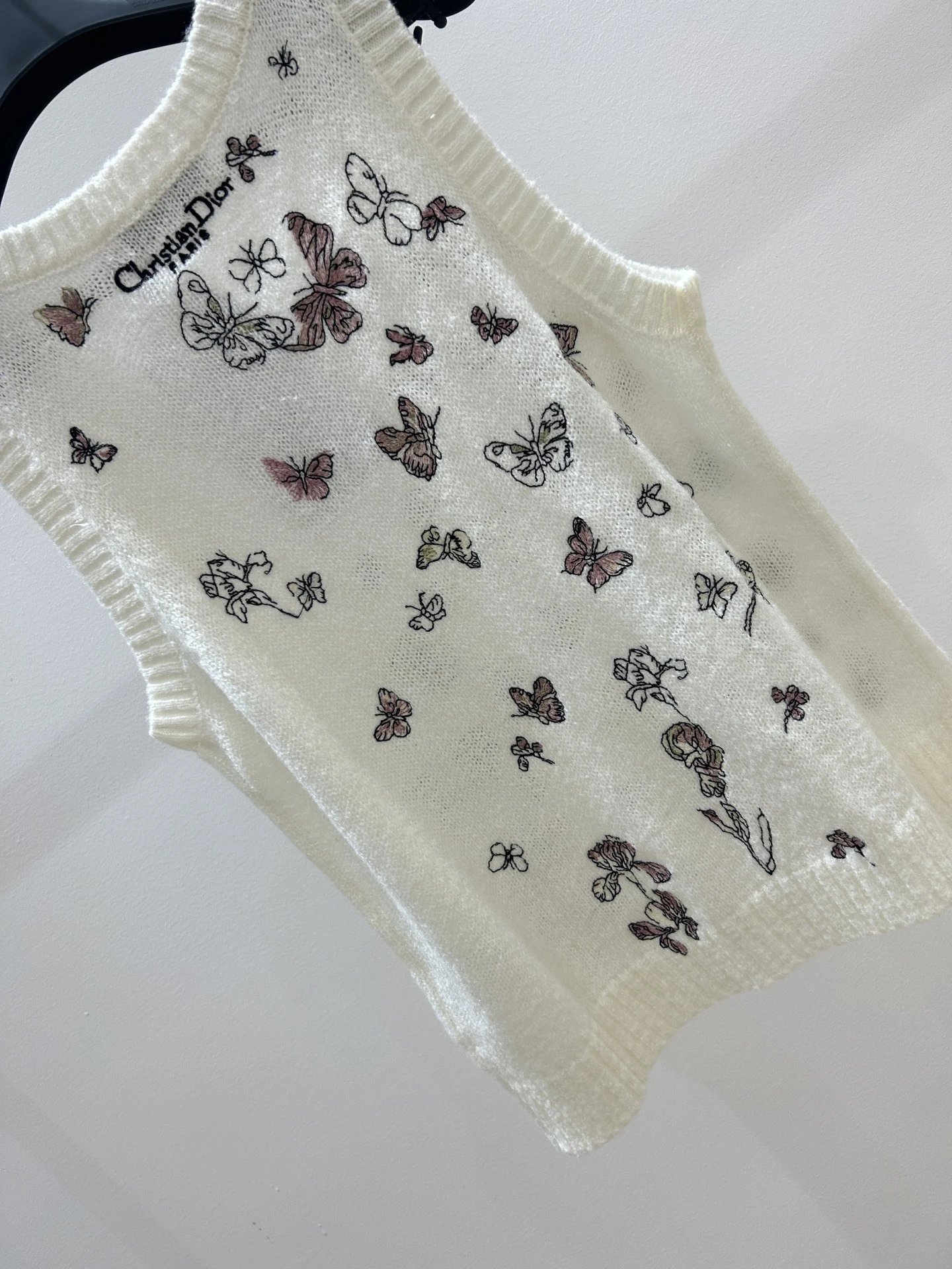 Dior Butterfly-Print Knit Vest Top White - 22