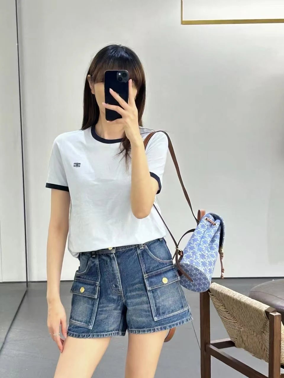 CILHI Ringer T-Shirt White with Navy Trim - 6
