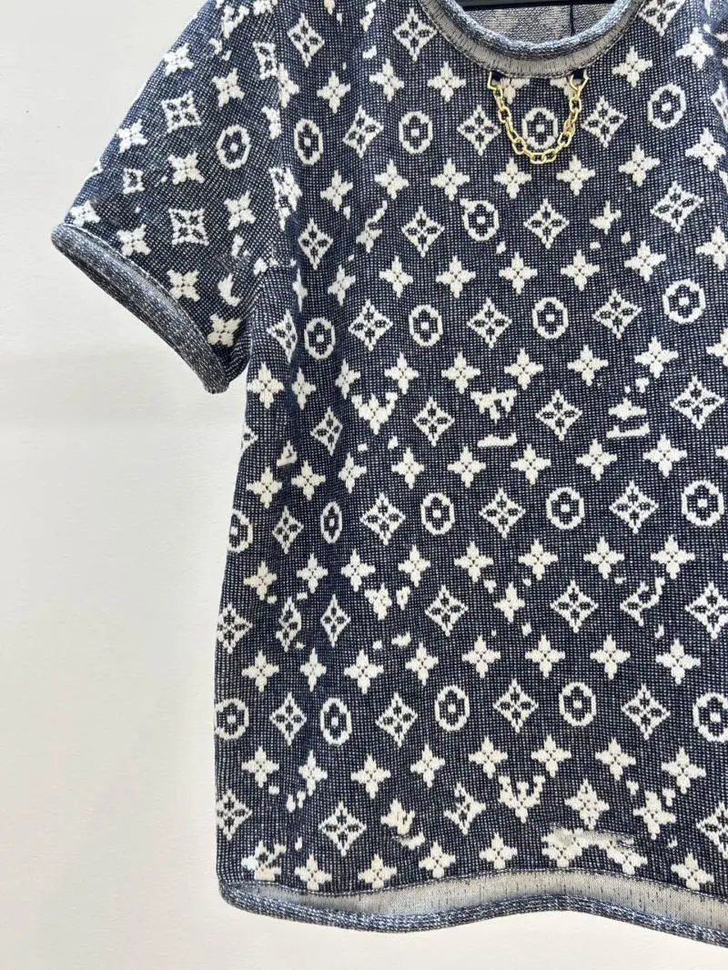 Louis Vuitton Monogram Knit T-Shirt Navy - 23