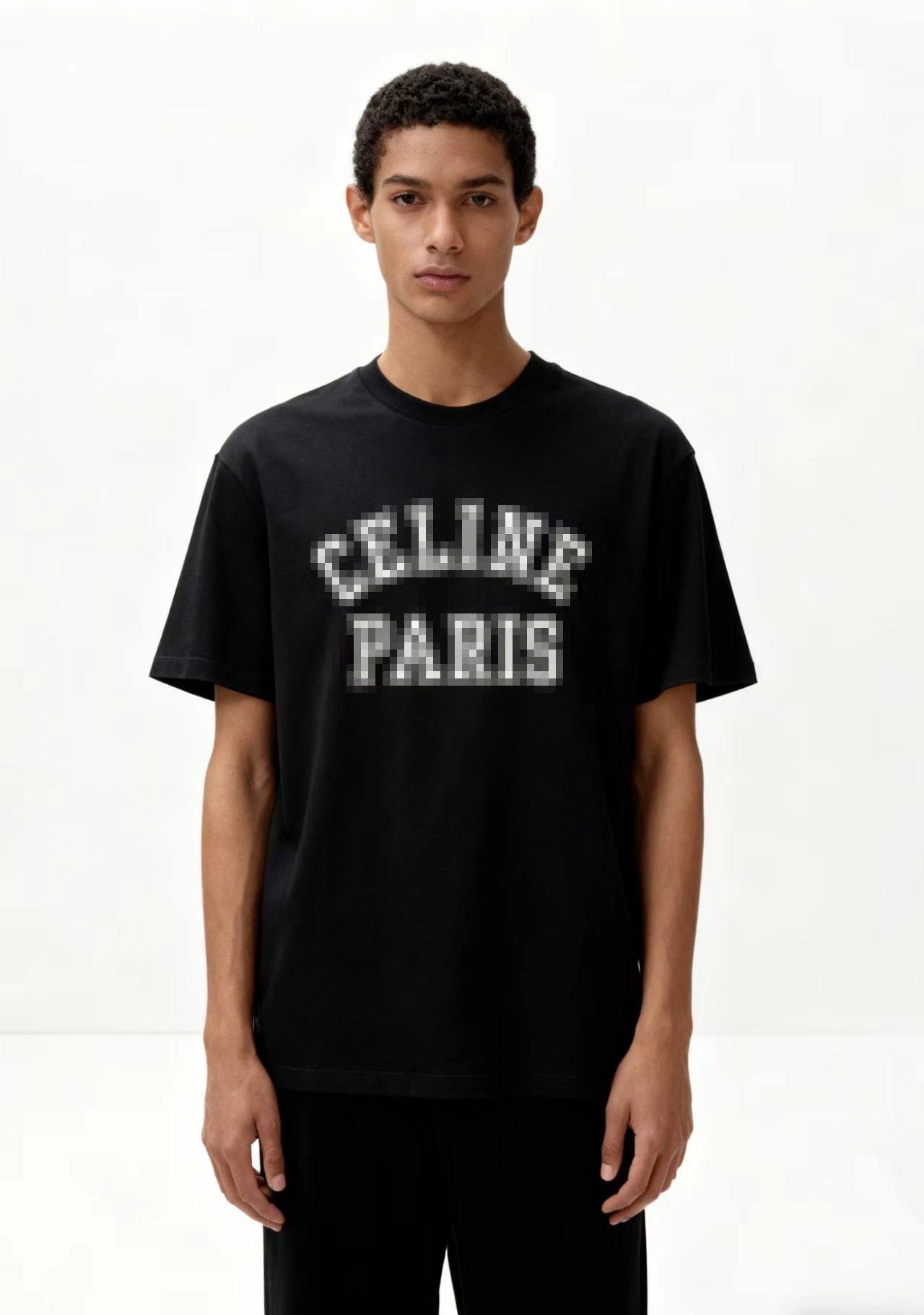 Celine Pixelated Logo Black T-Shirt - 10