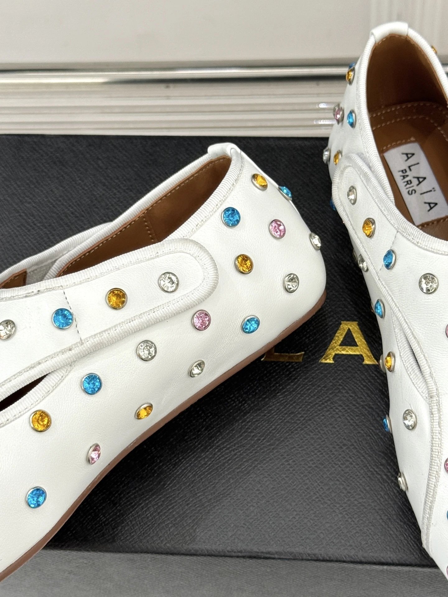Alaïa Crystal-Embellished Suede Loafers Beige - 15