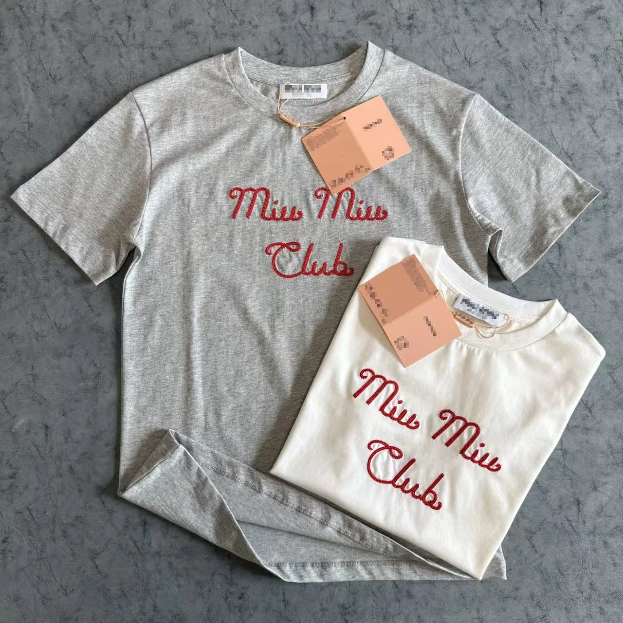 Miu Miu Club Embroidered Gray T-Shirt - 11
