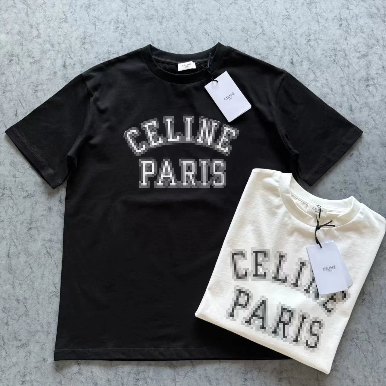 Celine Pixelated Logo Black T-Shirt - 3