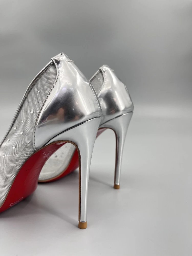 Christian Louboutin Pigalle Follies Studded Mesh Black Stilettos - 31