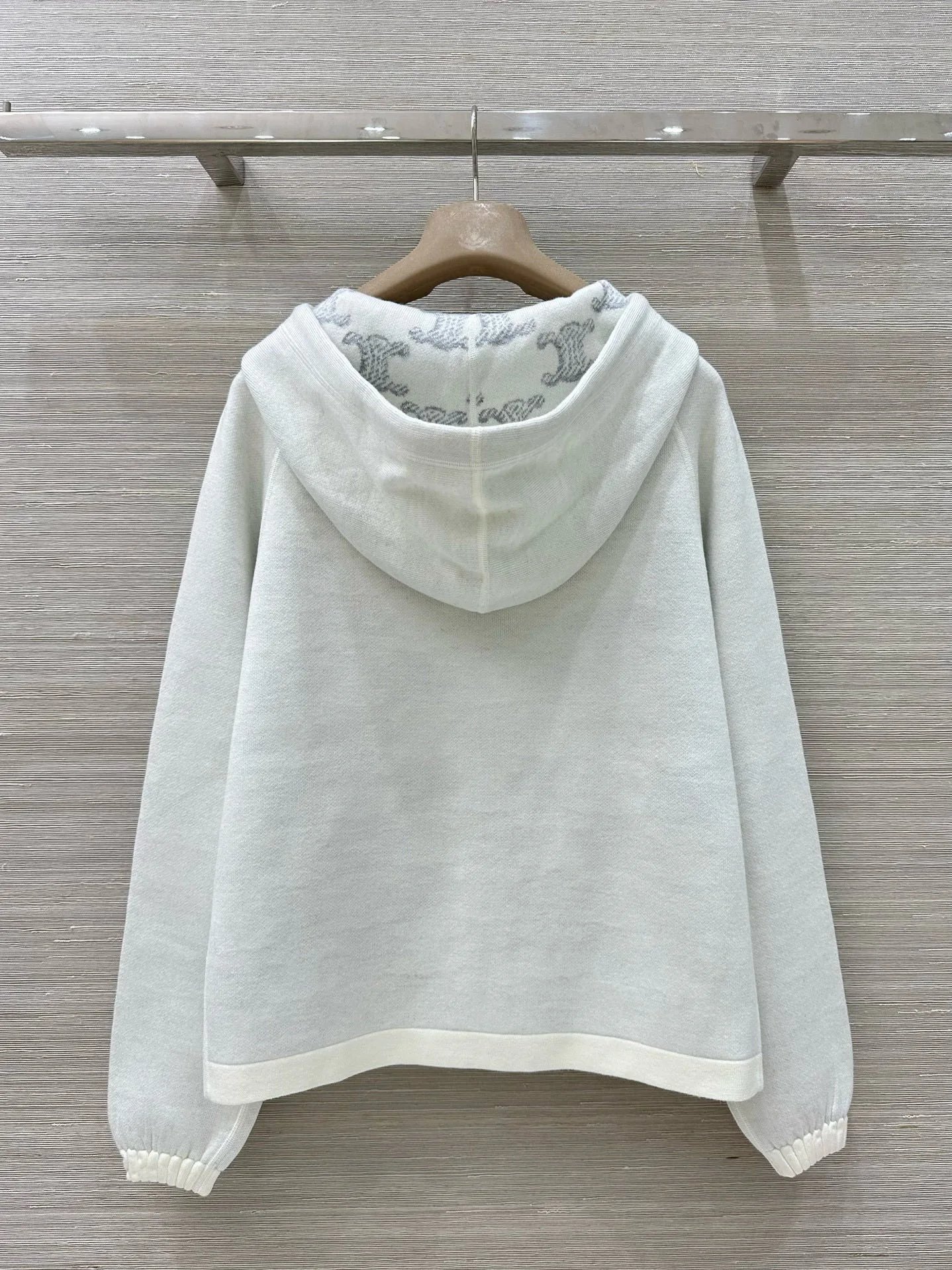 Celine Triomphe Hoodie White Gold-Zip - 8