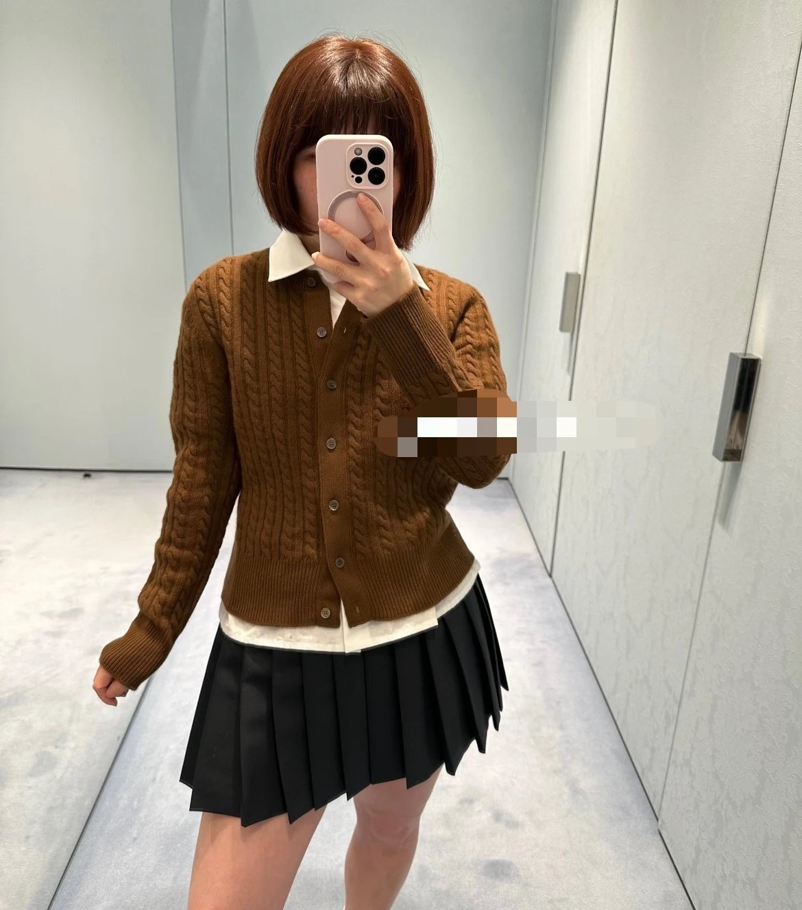 Design Cable Knit Brown Cardigan - 4