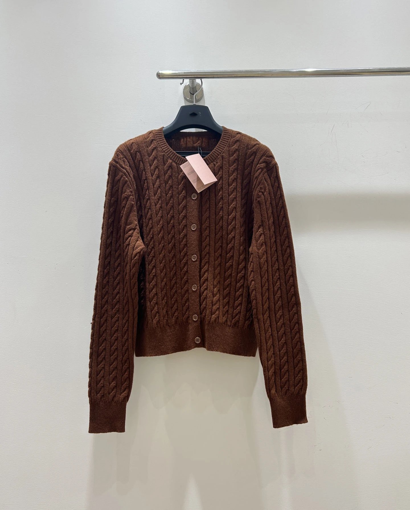 Design Cable Knit Brown Cardigan - 6