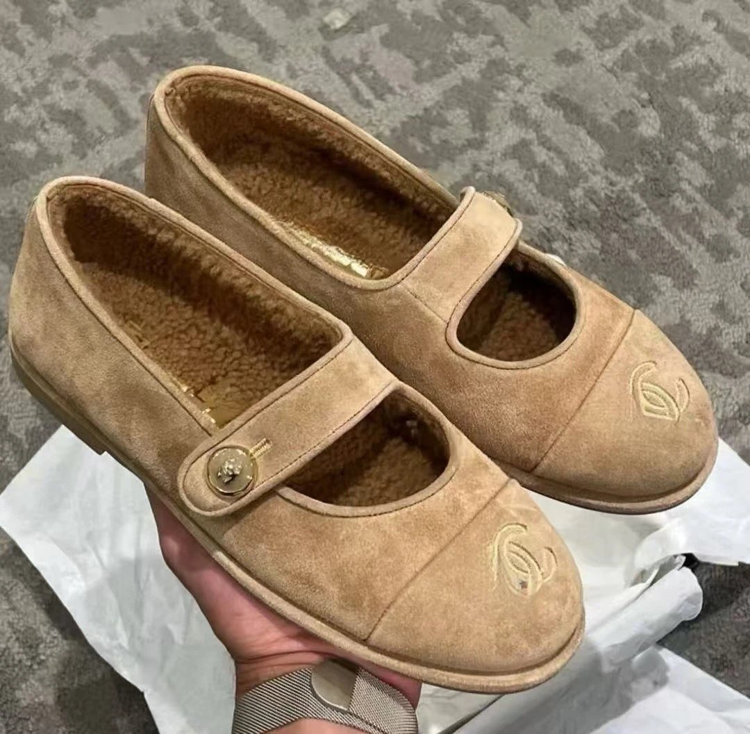 Chanel Mary Jane Flats Black Leather Shoes - 2