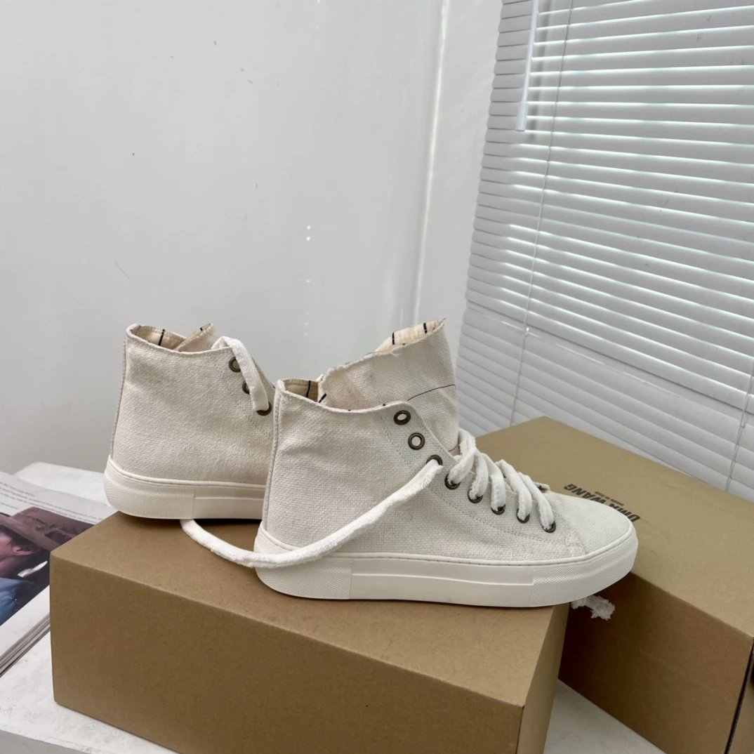 UMA Wang Canvas Sneakers Beige with Red Laces Casual Shoes - 26