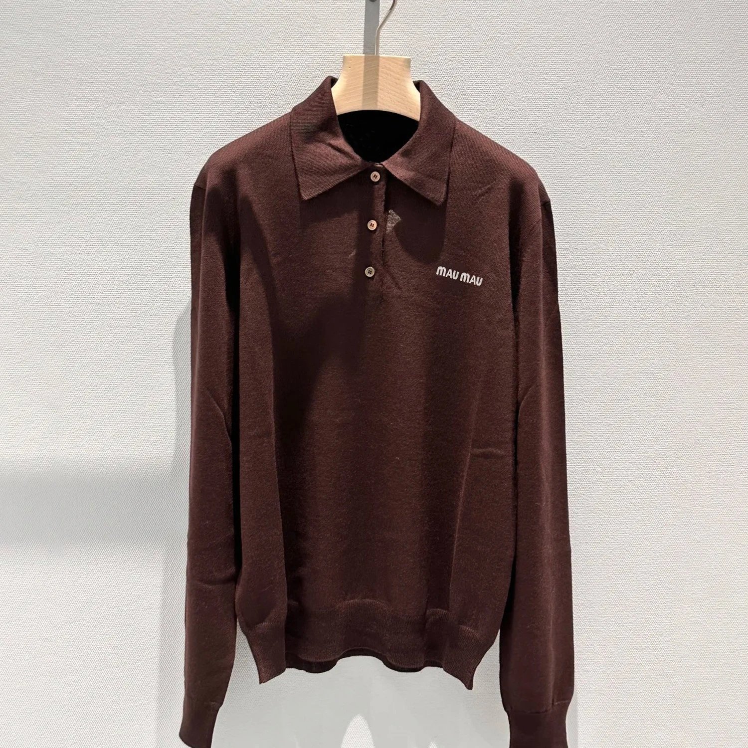 Miu Miu Knit Polo Shirt Brown - 3