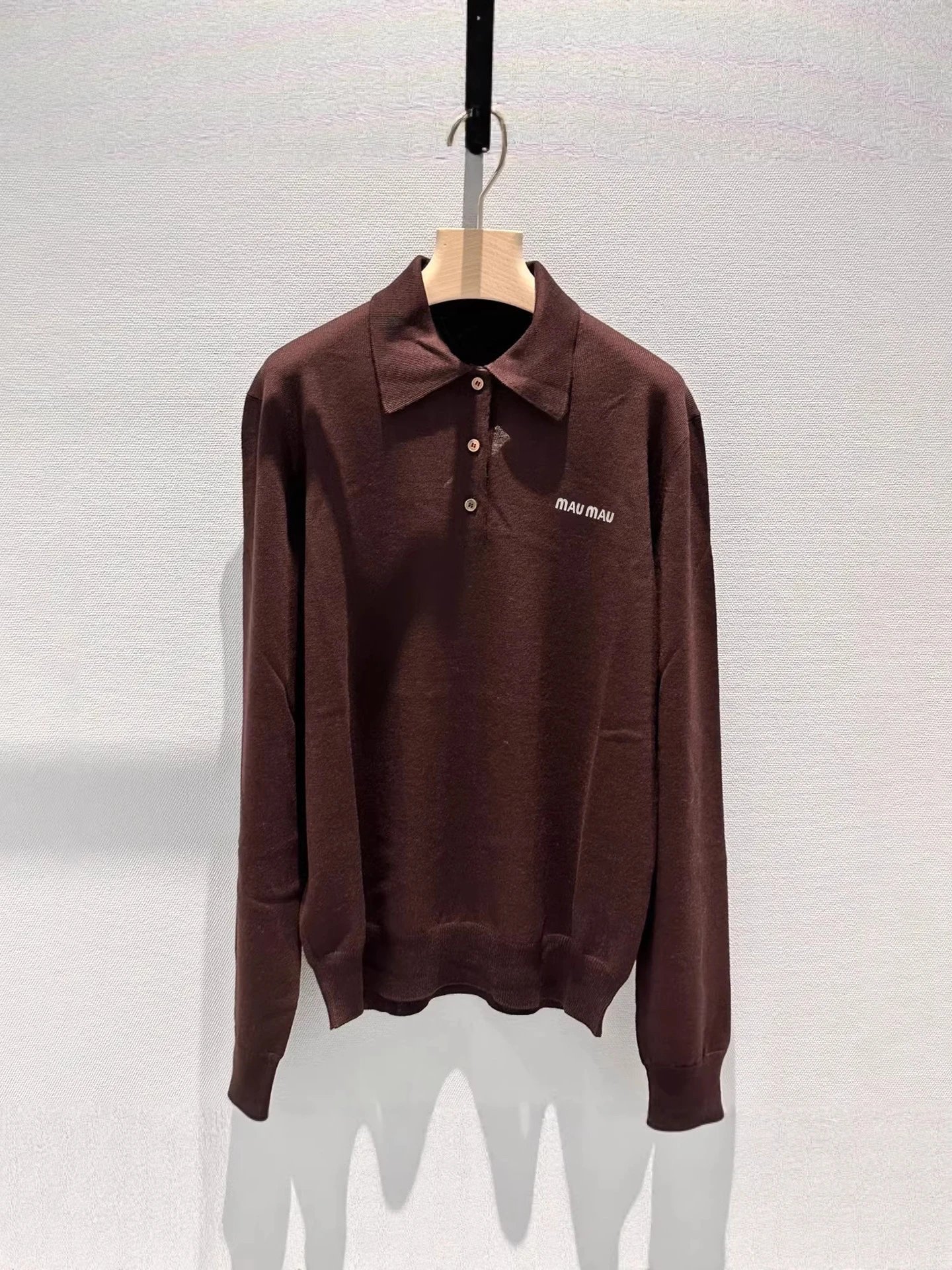 Miu Miu Knit Polo Shirt Brown - 5