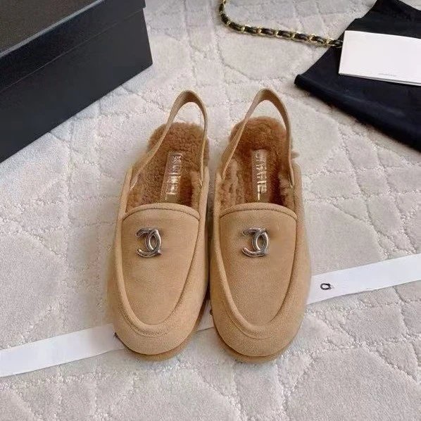 Chanel Casual Shoes Shearling-Lined Slingback Loafers with CC Hardware image 4