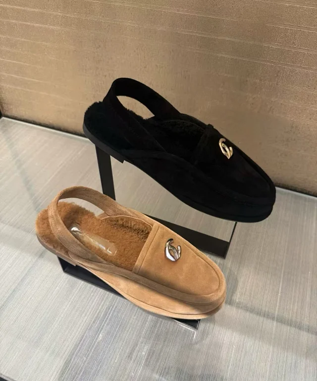 Chanel Casual Shoes Shearling-Lined Slingback Loafers with CC Hardware product detail image 1