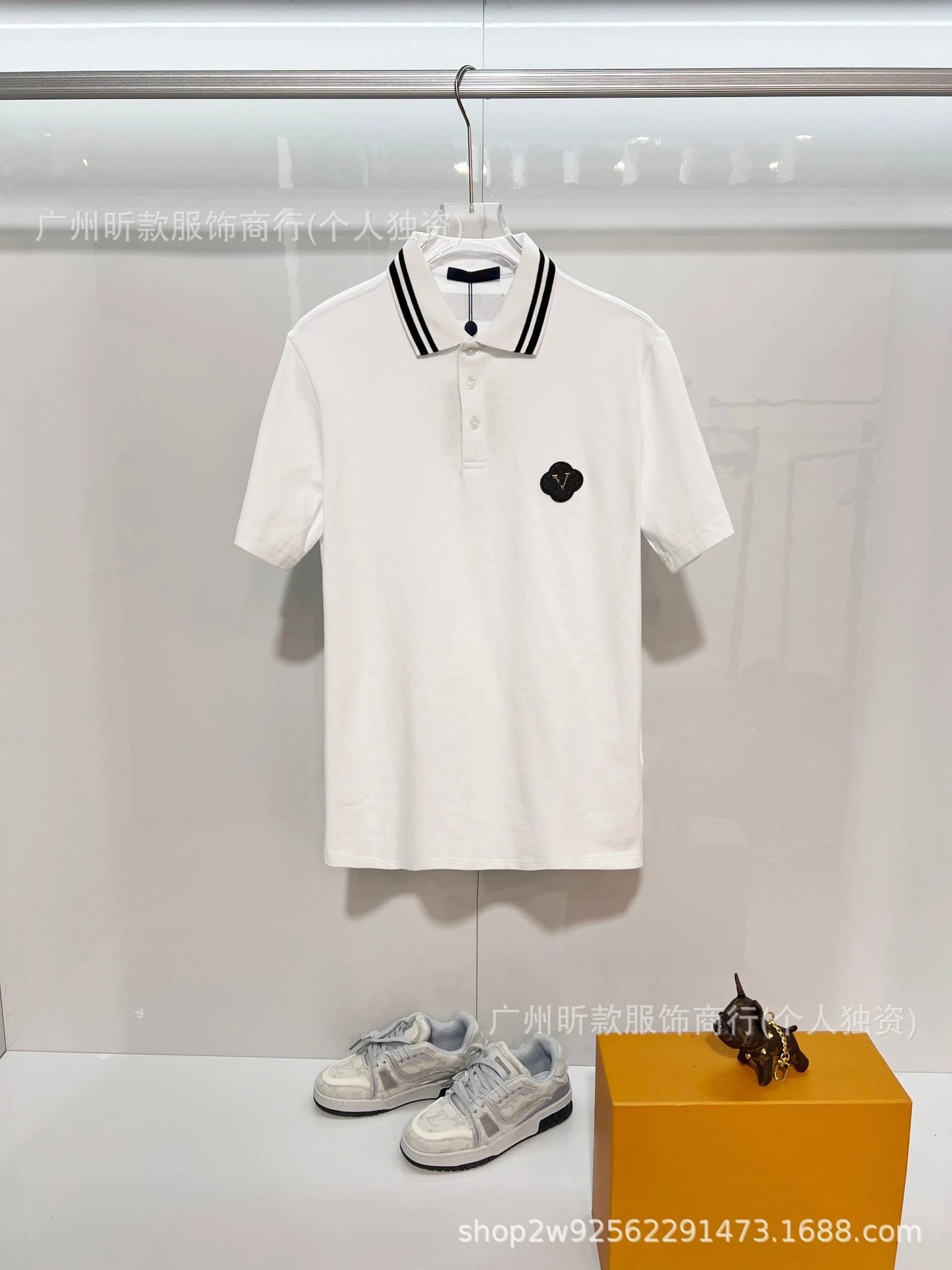 Prada Logo Patch Polo White with Red-Black Trim Polo - 6