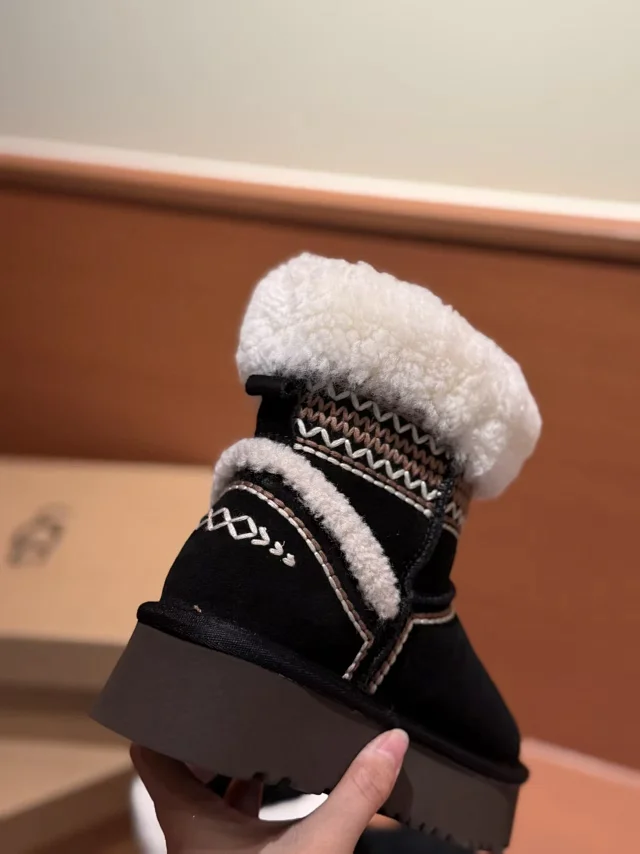UGG Boots Fur-Lined Platform Ankle with Patterned Trim product detail image 1