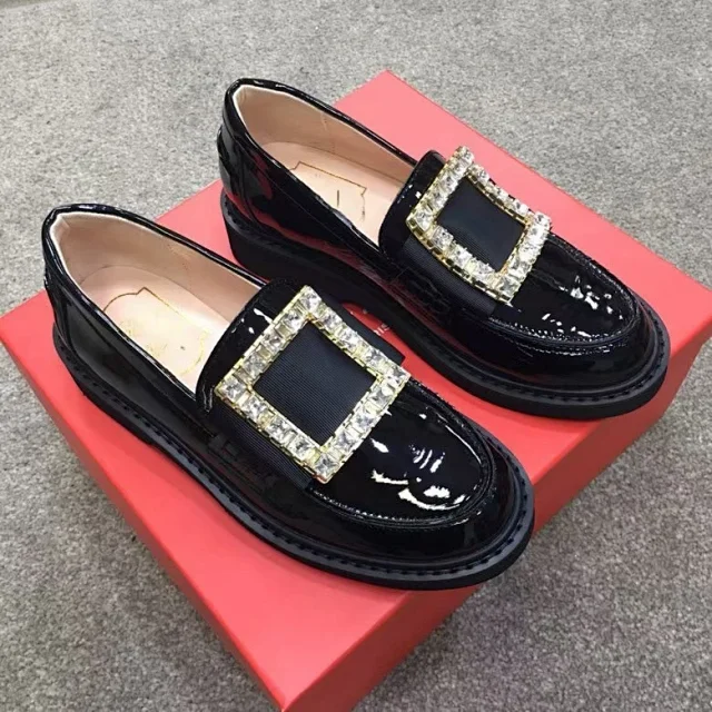 Roger Vivier Leather Shoes Patent Platform Loafers with Square Buckle product detail image 6