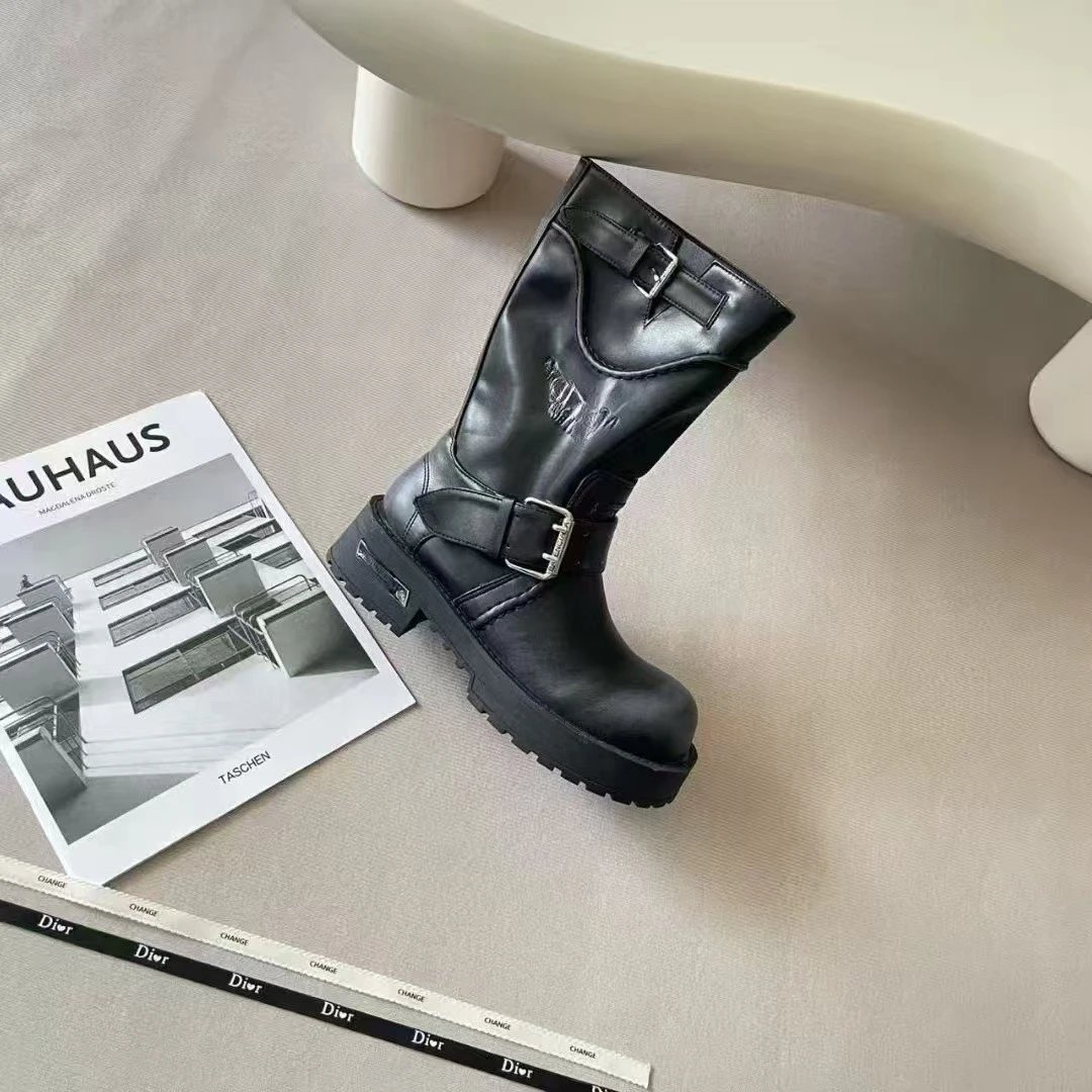 Dior Biker Boots Black Leather Boots - 6