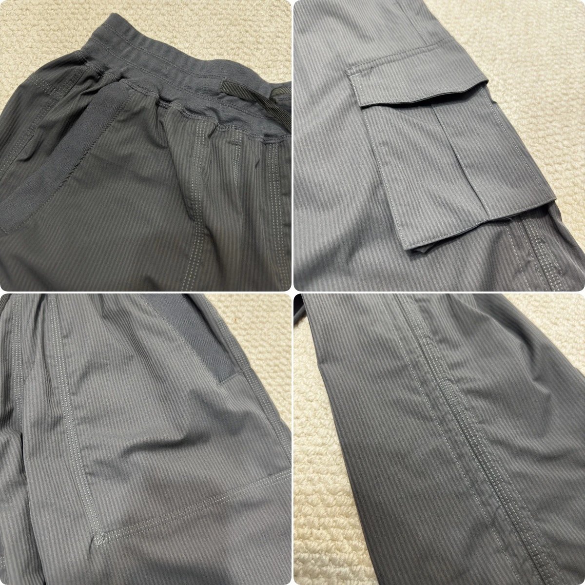 Design Cargo Pants in Off-White with Drawstring Waist and Utility Pockets - 8