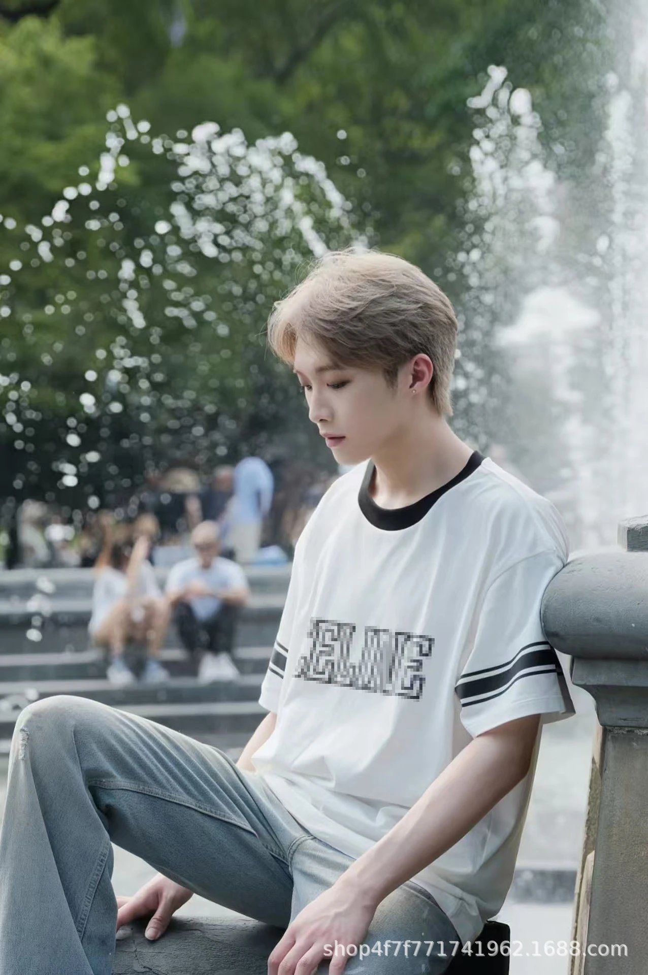 Celine Pixel Logo Ringer T-Shirt White - 12