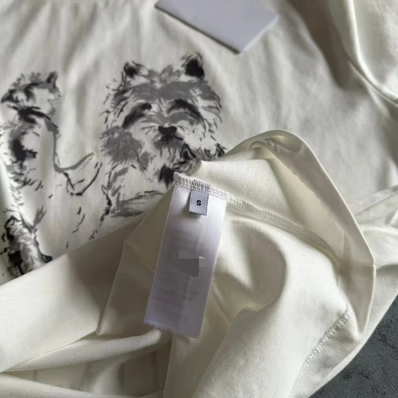 Saint Tears Westie Print Off-White T-Shirt - 15