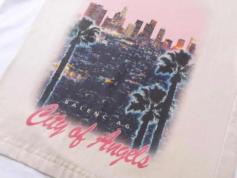 Balenciaga City of Angels Print T-Shirt Beige - 10