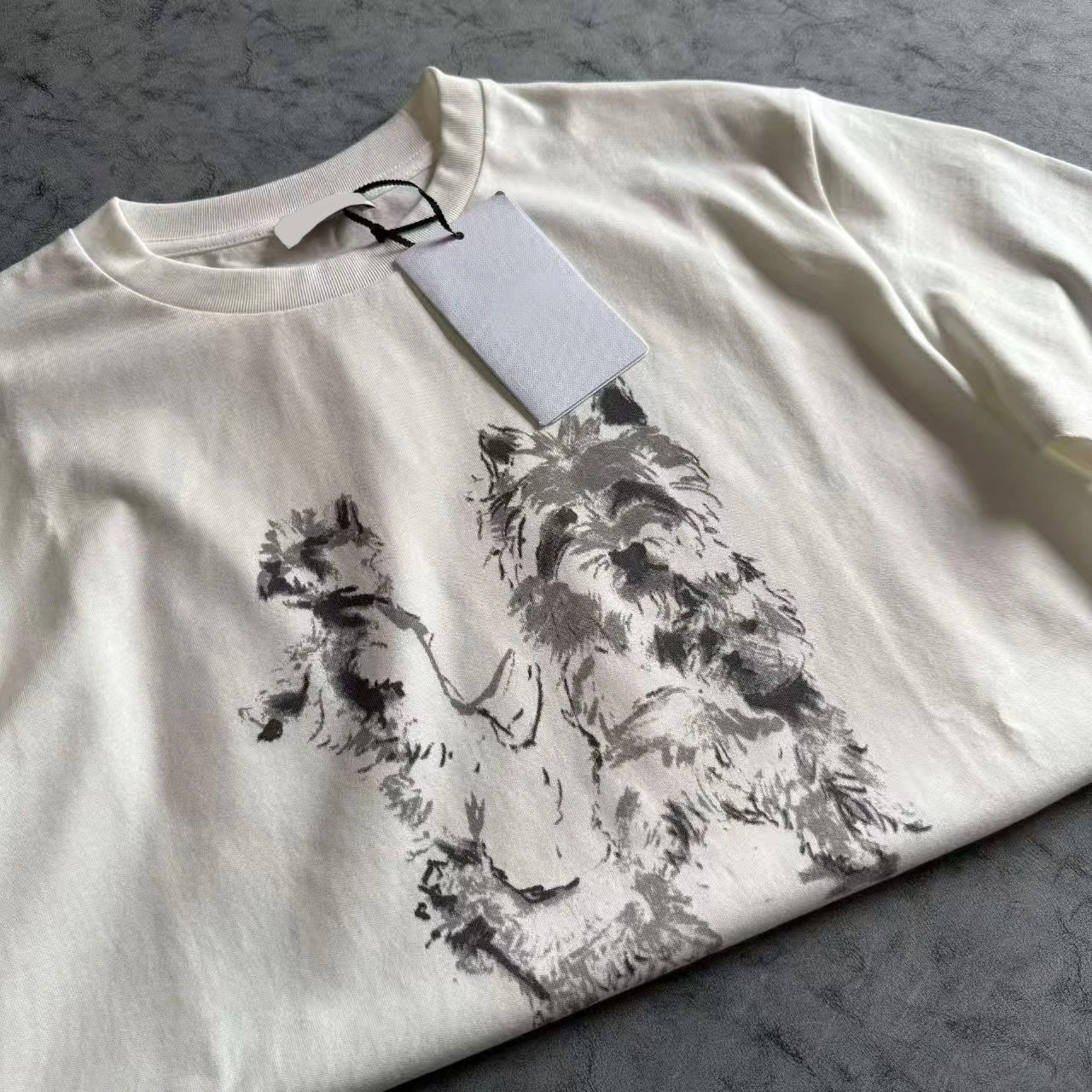 Saint Tears Westie Print Off-White T-Shirt - 10