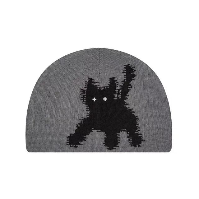 aeae Hats Reversible Knitted Cat Graphic Beanie product detail image 4