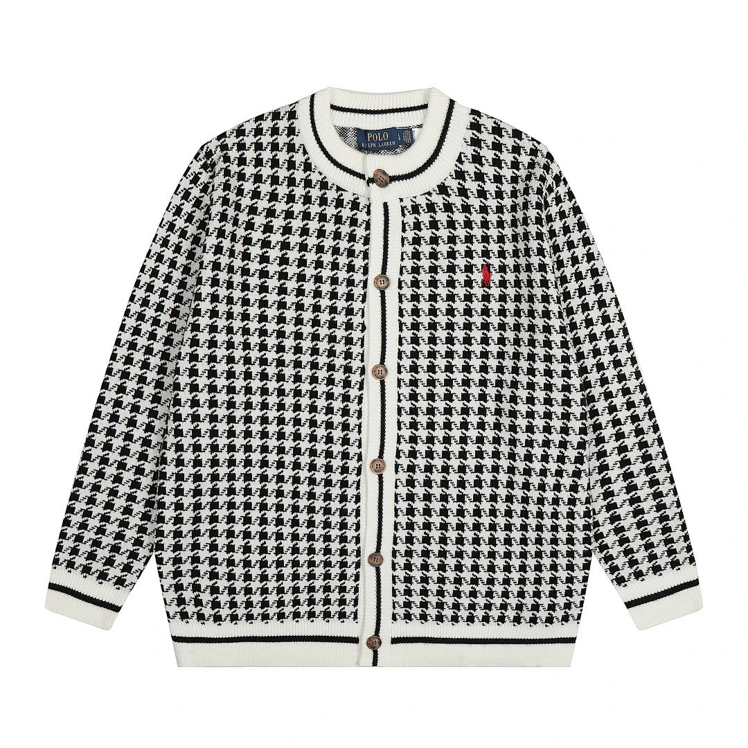 Polo Ralph Lauren Houndstooth Cardigan Black/White Knit Cardigan - 5