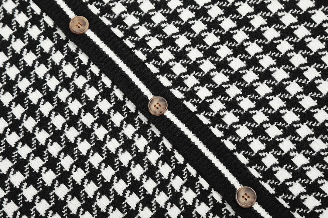 Polo Ralph Lauren Houndstooth Cardigan Black/White Knit Cardigan - 10