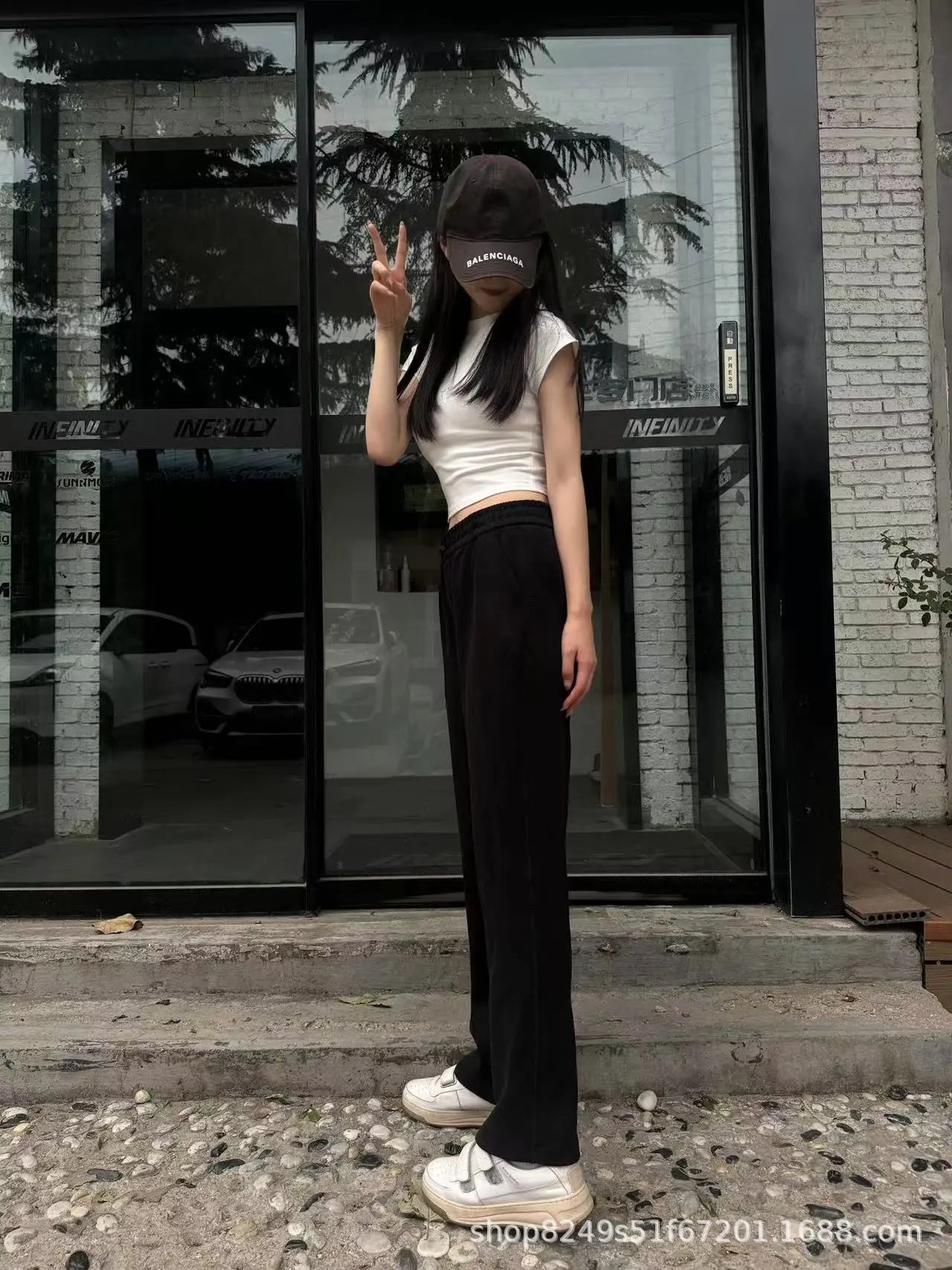 Design Wide-Leg Elastic Waist Pants Beige - 15