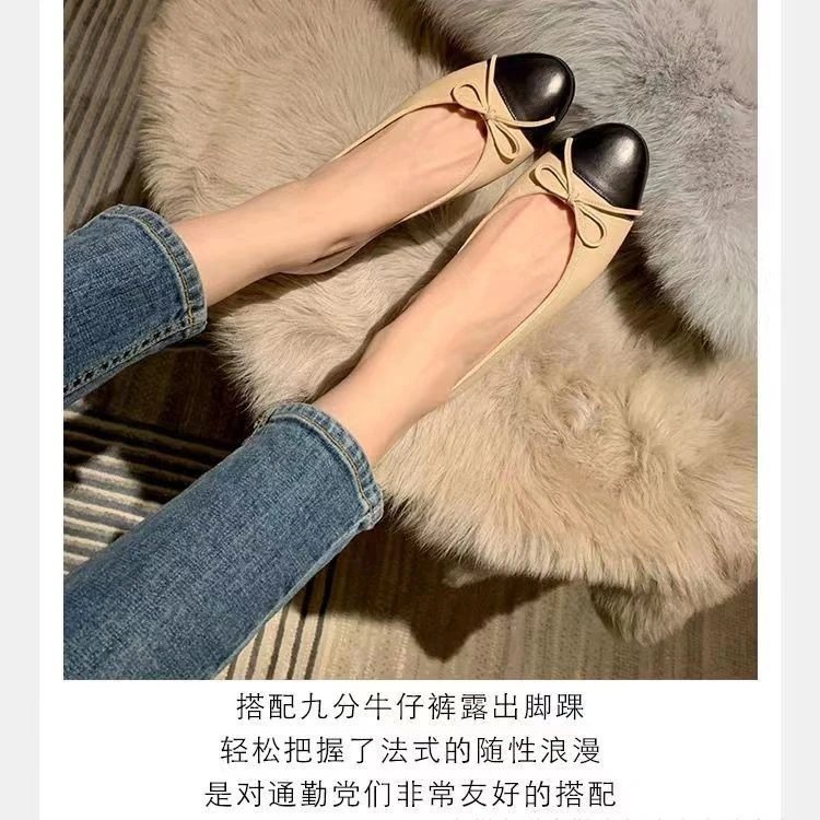 Unbranded Leather Shoes Cap-Toe Bow Ballet Flats image 4