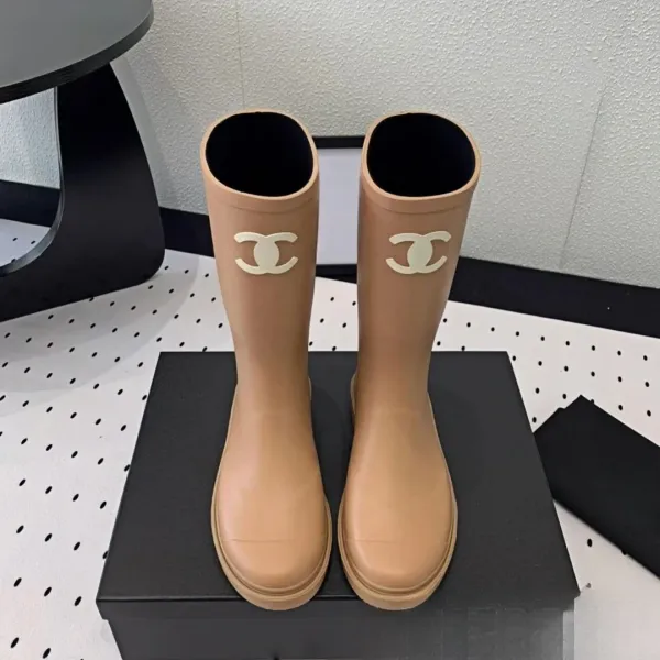 Chanel Rain Boots Beige Rubber Boots - 1
