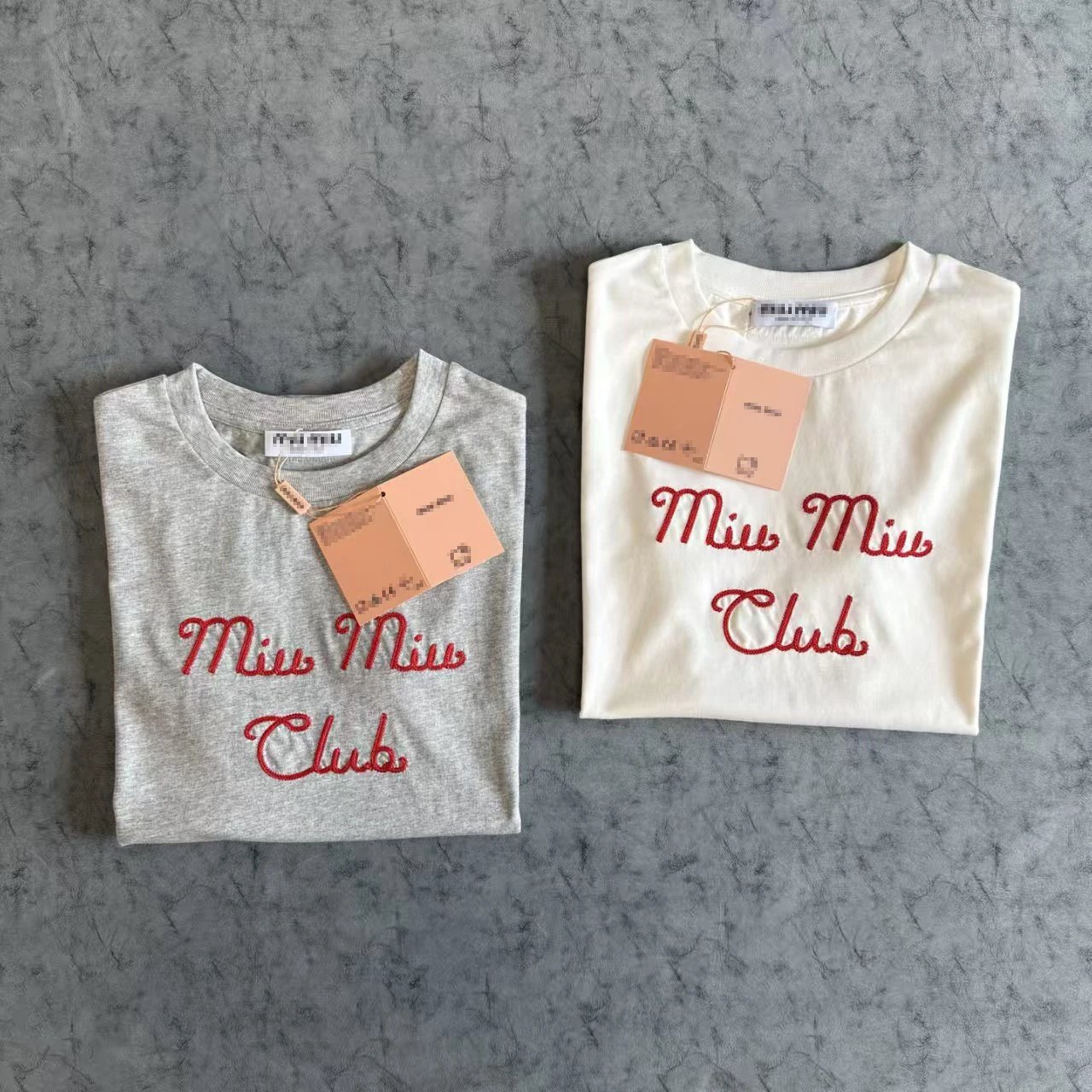 Miu Miu Club Embroidered Gray T-Shirt - 4
