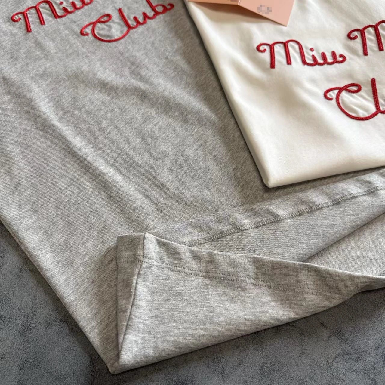 Miu Miu Club Embroidered Gray T-Shirt - 15