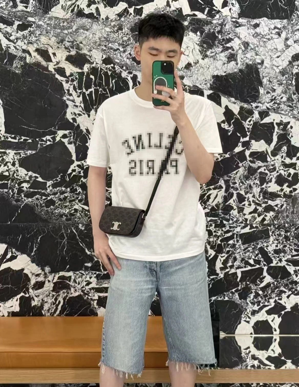 Celine Pixelated Logo Black T-Shirt - 9
