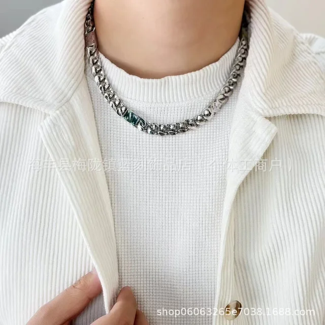 Unbranded Jewelry Silver-Tone Cuban Link Chain with Multicolor Monogram Plaques product detail image 2