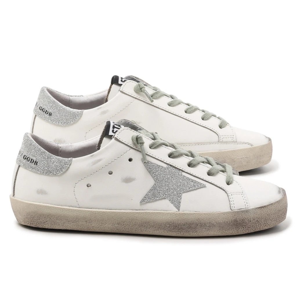 Golden Goose Superstar White and Silver Leather Sneakers - 20