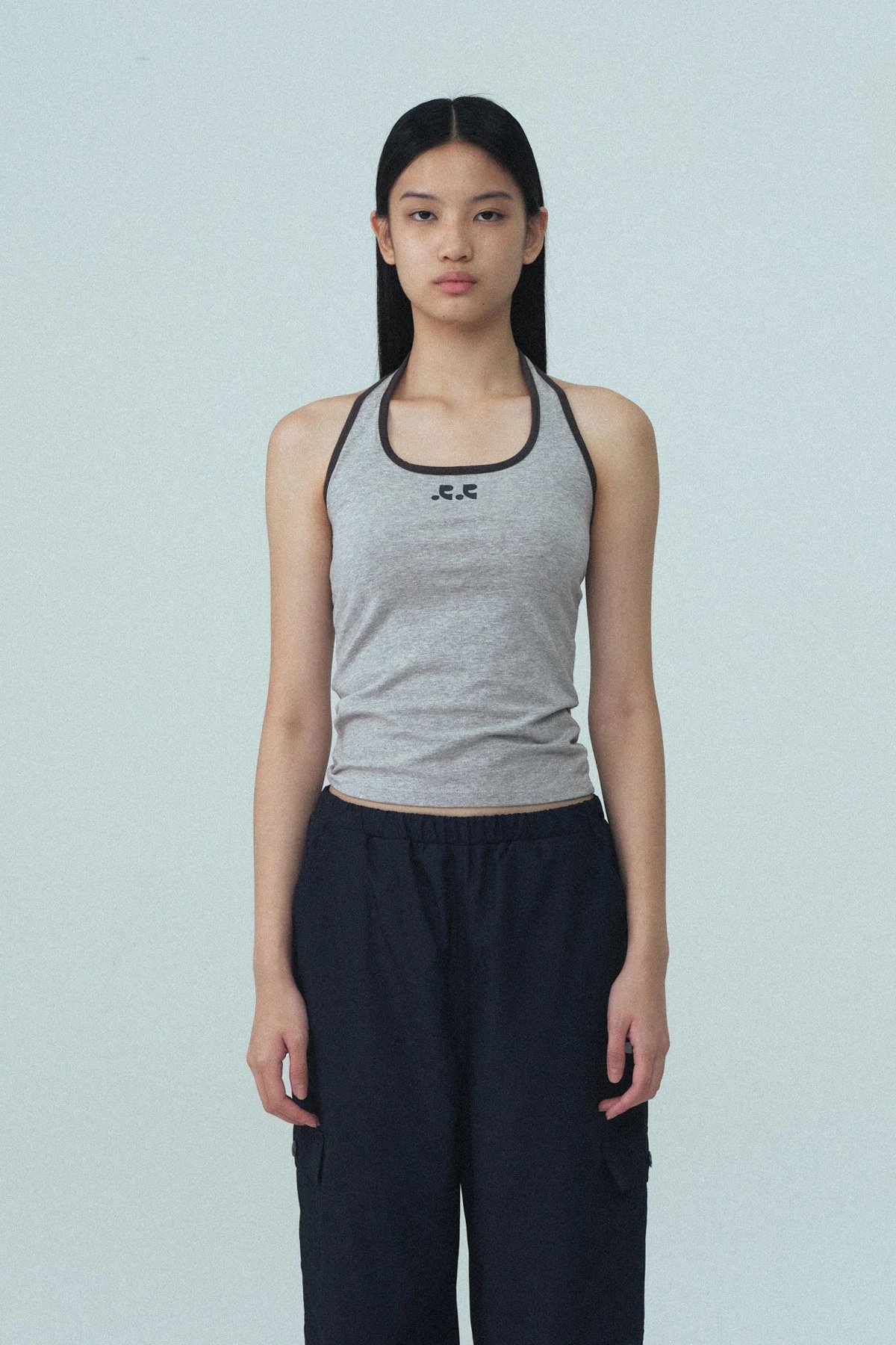 GRA Halter Neck Tank Top Gray - 31