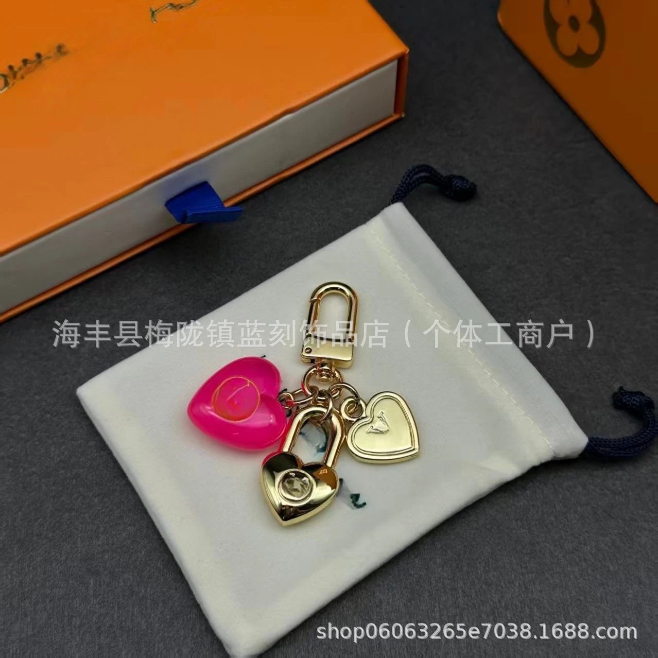 Strawberry Charm Keychain with Initial 'A' Gold-Tone Accessories - 2