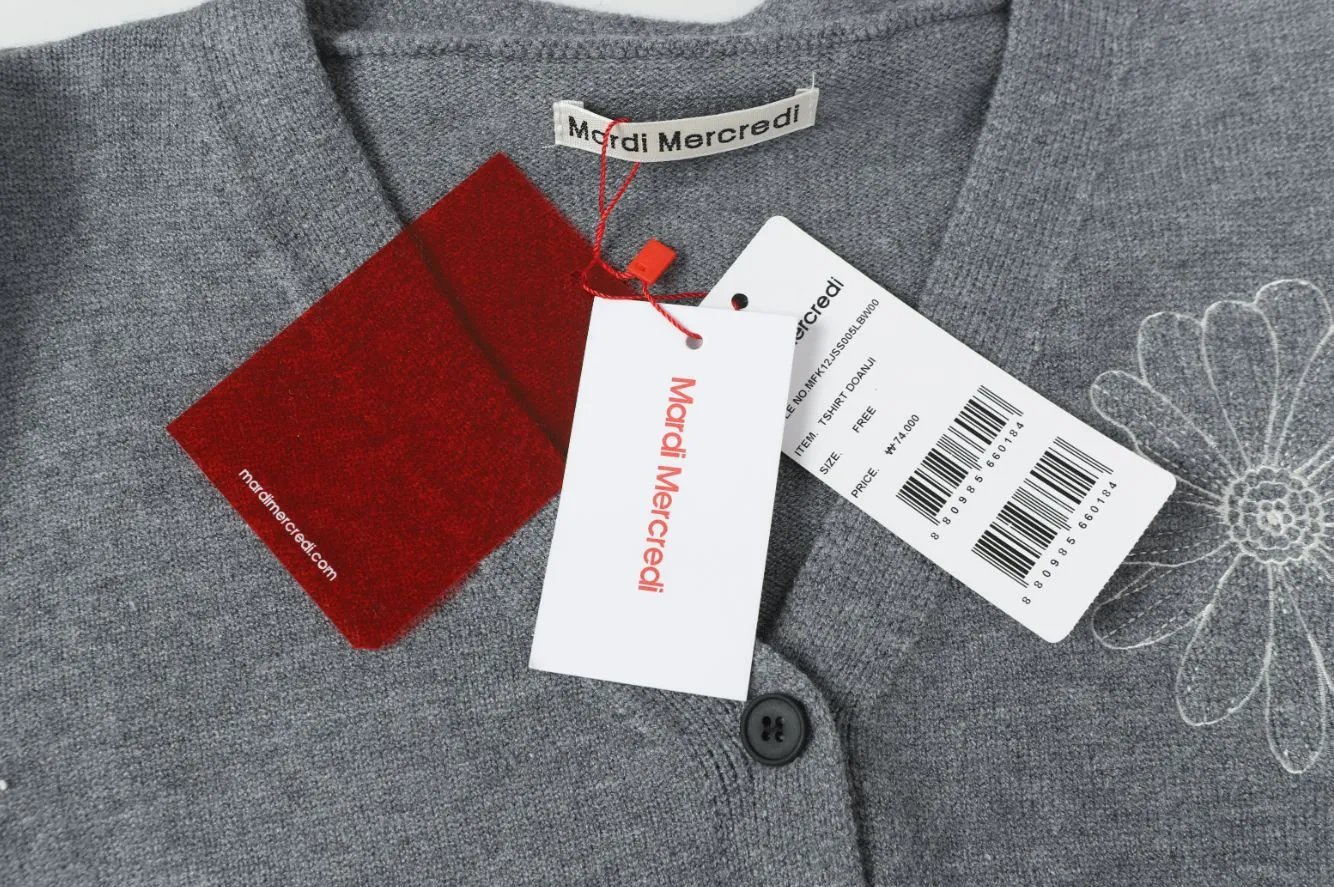 Mardi Mercredi Daisy Embroidered Gray Cardigan - 19