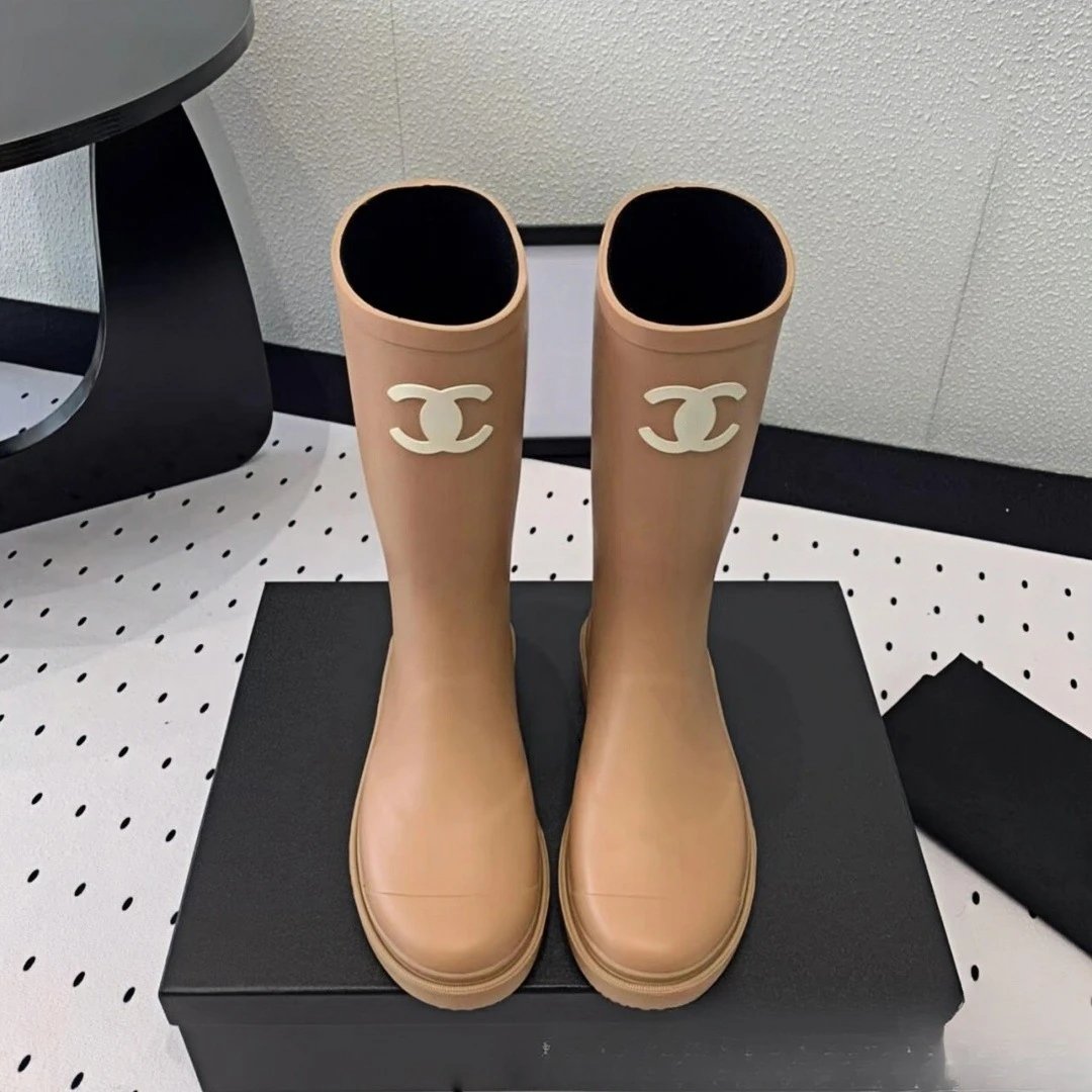 Chanel Boots Knee-High Rubber Rain with CC Logo image 3