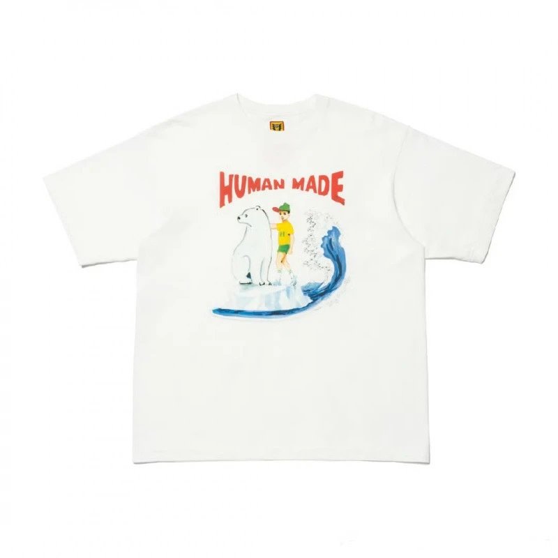 In Stock HUMAN Japanese Heavyweight Slub Cotton Short-Sleeve T-Shirt – Art Print Couple Tee for Women: findsindex.com