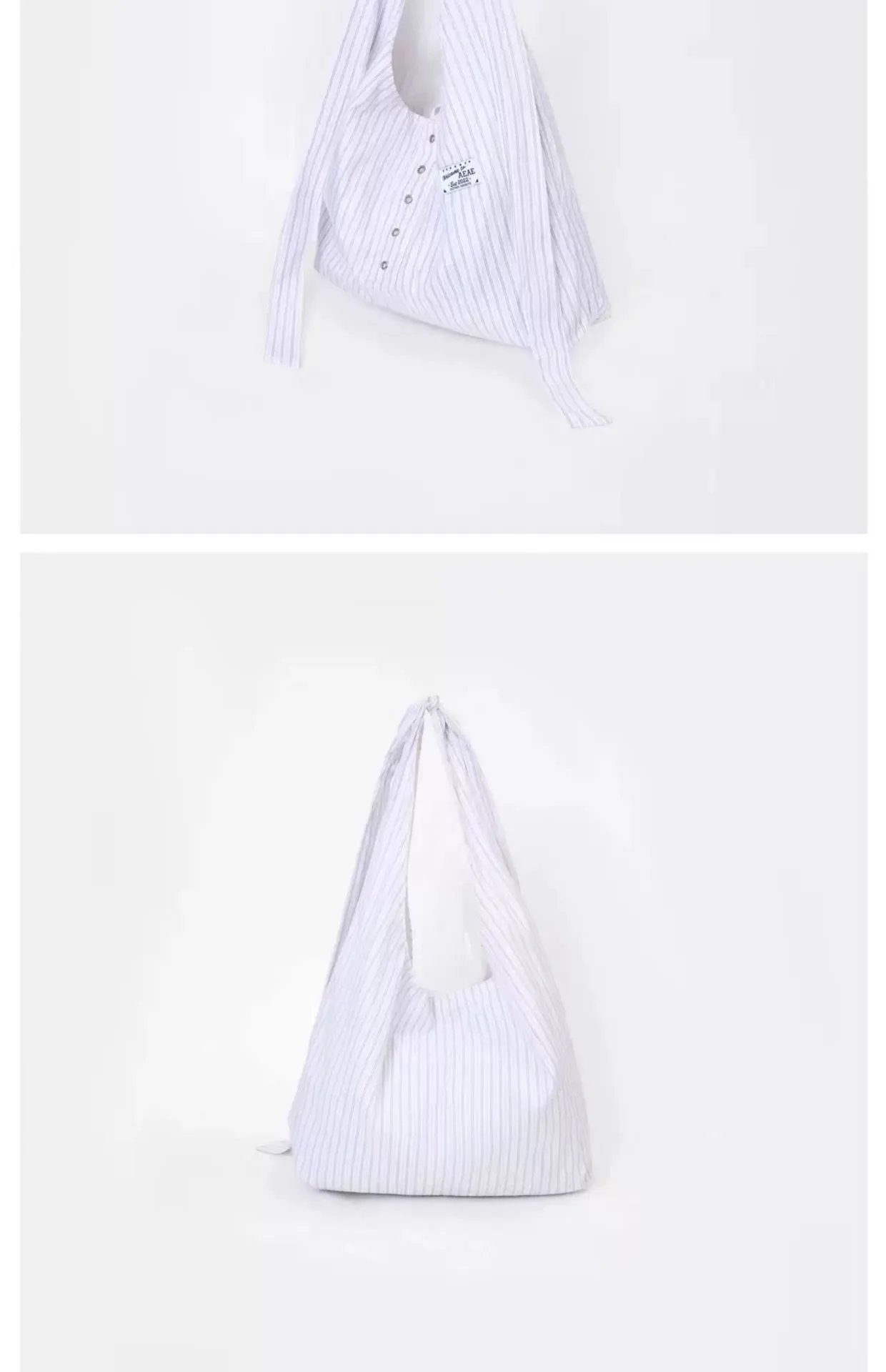 Saint Tears Shirt-Repurposed Striped Hobo Bag Blue - 5