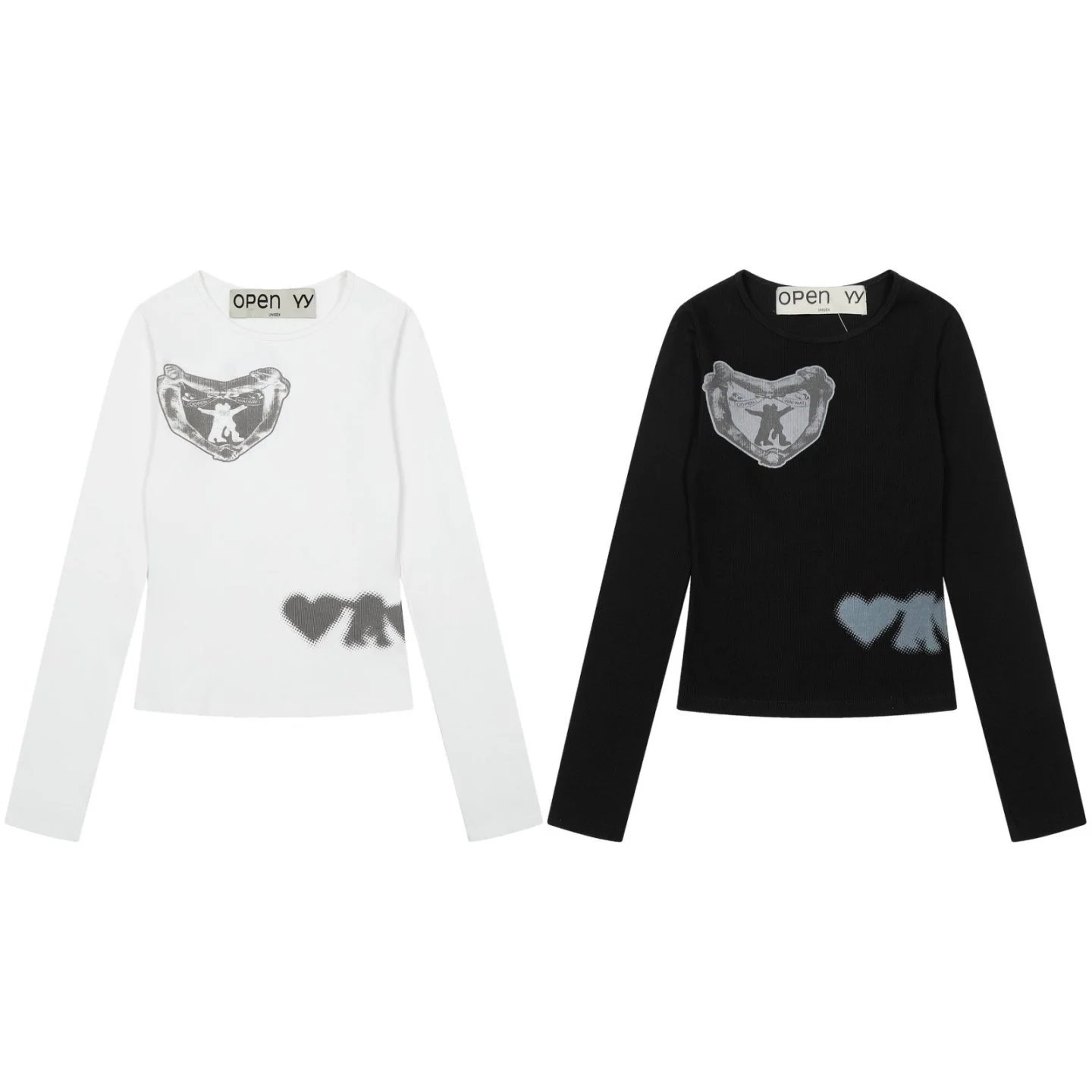 Open YY Heart Shield Knit Top Black - 6