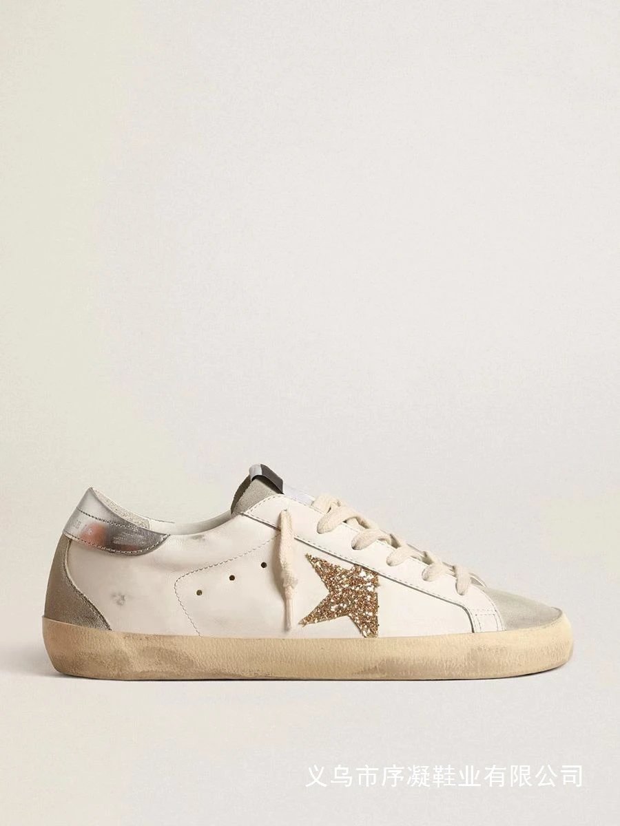 Golden Goose Superstar White and Silver Leather Sneakers - 27
